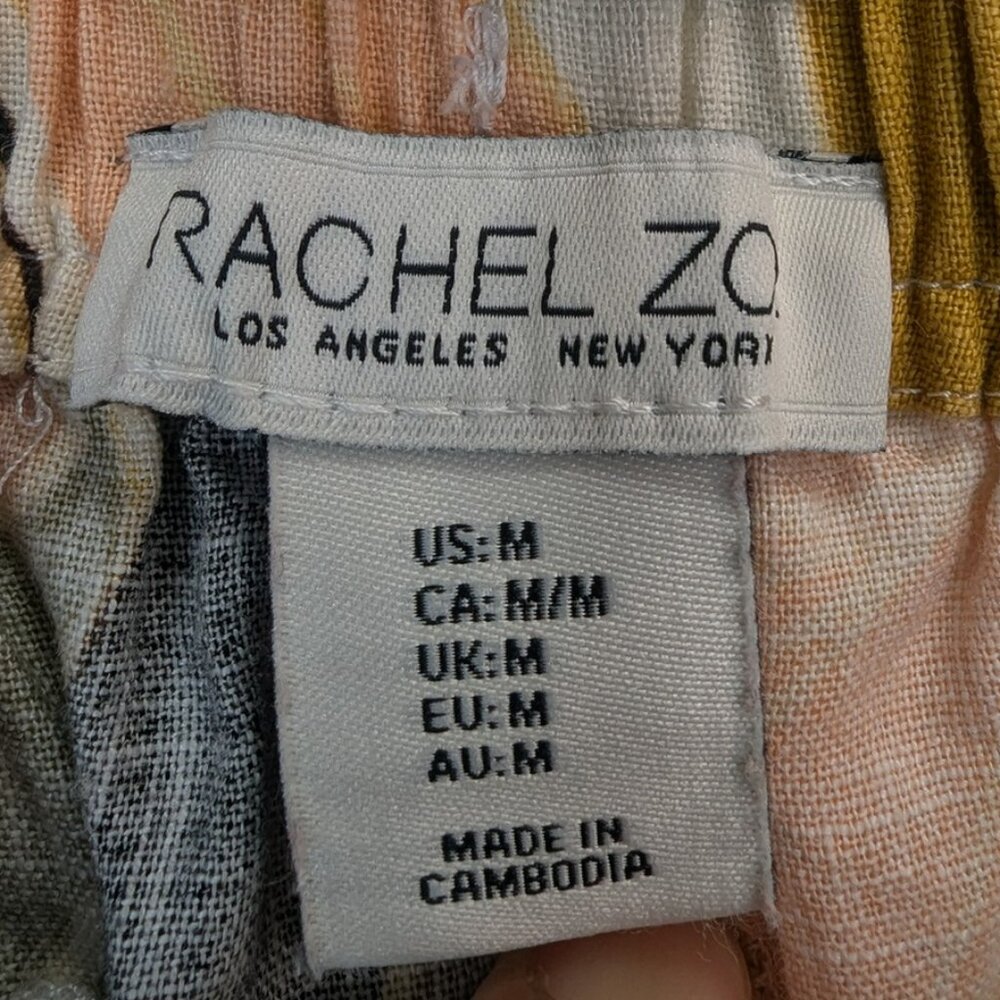 Rachel Zoe Women's 100% linen Elastic Waist Pocket Shorts Coastal Leave Design M - Picture 8 of 8